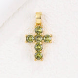 COLORFUL ZIRCON DECEMBER CROSS PENDANT NECKLACE_CWMM5872