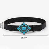 12KINDS TURQUOISE ALLOY BUCKLE BLACK VINTAGE BELT_CWABE0195