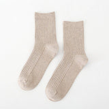SOLID COLOR MASSAGE BOTTOM CASUAL MID CALF SOCKS_CWMS0993