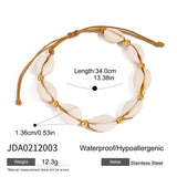 18KGOLD STAINLESS STEELSHELL BEAD ADJUSTABLEANKLET_CWAJE4675