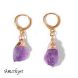 NATURAL STONE AMETHYST ORIGINAL STONE EARRINGS_CWAJE1072