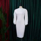 SOLID COLOR TEMPERAMENT FASHION PLUS SIZE DRESS_CWDMD3707