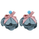 LONG STATEMENT FABRIC BOW FLOWER EARRINGS_CWMM6163