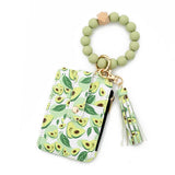 PRINTED CARD WALLET WITH BEADED BRACELET KEYCHAIN_CWAB4945