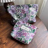 Purple Flower Makeup Bag Small Travel Wallet Pouch_Cuab00670