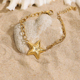 DESIGNER 18K GOLD STAR BRACELET WITH WHITE ZIRCON_CWAJE4714