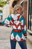 Women Aztec Printing Drawstring Western Hoodie_Cwohol0177