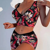 PRINTED DEEP V BIKINI TWO PIECE SWIMSUIT_CWMW0315
