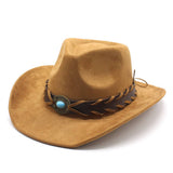 ETHNIC STYLE FAUX SUEDE WESTERN COWBOY FELT HAT_CWAH0829