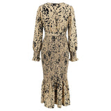 V-Neck Belted Floral Mermaid Maxi Dress