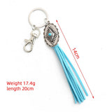 BOHO DIAMONDKEYCHAIN WITHTASSEL AND TURQUOISECHARM_CWAB5082
