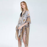 FLORAL BORDER SATIN SCARF ELEGANT BEACH WRAP_CWASC0672