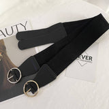 BLACK OUTER ELASTIC ROUND BUCKLE WAIST SEAL_CWABE0651