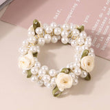 ROSE PEARL HAIR TIES SCRUNCHIES STRETCH HAIR ROPE_CWAHA0407