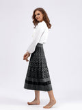 Vintage Leopard Print Contrast Knit Skirt