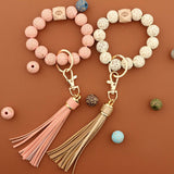 TASSEL LATTICE WOODEN BEAD KEYCHAIN_CWMM1325