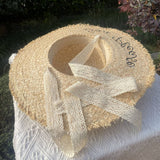 TASSEL EDGE WOVEN FEDORA HATS STRAW WITH BOW TIE_CWAH1154