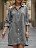 Single-row multi-button denim dress