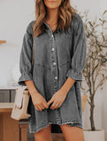 Single-row multi-button denim dress