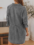 Single-row multi-button denim dress