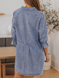 Single-row multi-button denim dress