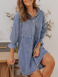 Single-row multi-button denim dress