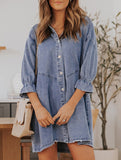 Single-row multi-button denim dress