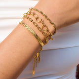 CLASSIC 18K GOLD MATTE FLAT CHAIN BRACELET_CWAJE4825