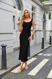 Square Collar Tight Fish Tail Extra Long Dress