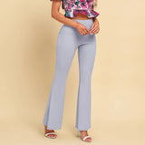 Solid Color Slim Fit Flared Trousers