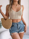 Solid Color V-Neck Twist Crop Top Holiday Knit
