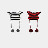 Trendy Little Devil Contrast Striped Knitted Hat_Cwah2129