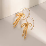 PERSONALITY FASHION 1 STEEL BOW PENDANT EARRINGS_CWAJE1880
