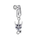 NO PIERCING NAVEL CLIP RING WITH MOON HEART CHARM_cWMM9227
