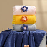 CORAL FLEECE FLOWER SQUARE TOWEL BATH TOWEL SET_CWMM2325