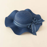 Women Bow Beach Sunscreen Straw Hat_Cwah1436