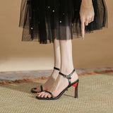 BLACK MINIMALIST SQUARE HEADED LADIES HEELS_CWSHH0021