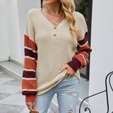 Striped Cardigan Button Knit