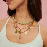 OCEAN STYLE STEEL NECKLACE WITH TURTLE SEAHORSE_CWMM8849