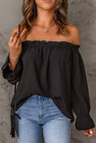 Solid-Color Pullover Sexy Off-The-Shoulder Shirt