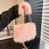 Winter Shoulder Messenger Bag Imitation Fox Fur Bag_Cwab3981