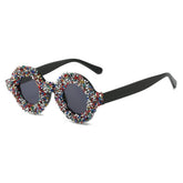 FASHIONABLE ROUND DIAMOND STUDDED SMALL SUNGLASSES_CWASG0856