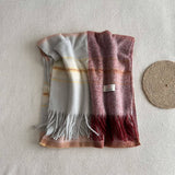 BLUE PLAID FAUX CASHMERE SCARF WINTER WARM_CWASC2337