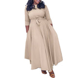 FASHIONABLE AND ELEGANT LACE UP PLUS SIZE DRESS_CWDMD3654