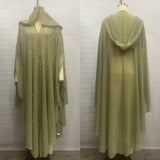AFRICAN BEADED LONG ROBE MUSLIM CAPE HOODED DRESS_CWMM6138