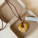 Heart Stone Pendant Necklace Long Chain Style_Cwaha08245