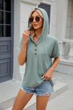Solid Color Half-Breasted Hooded Loose T-Shirt