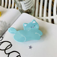 Cwaha1539_Creative Lazy Blue Yellow White Cat Hair Claw Clip
