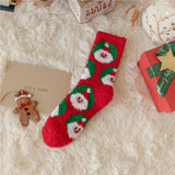 CHRISTMAS ELK CORAL VELVET SOCKS_CWMS0339
