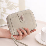 New Solid Leaf Decor Zipper Short Wallet_Cwab06258